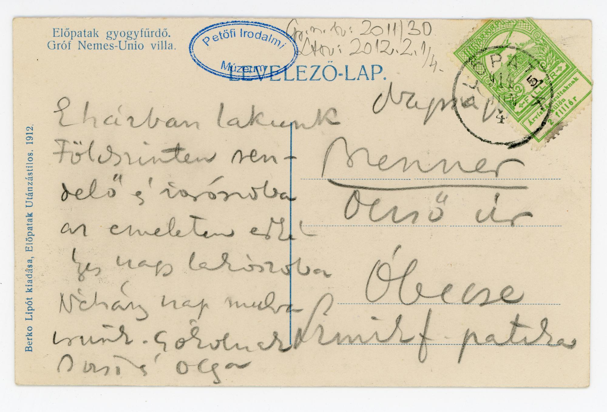 Képeslap Előpatakról