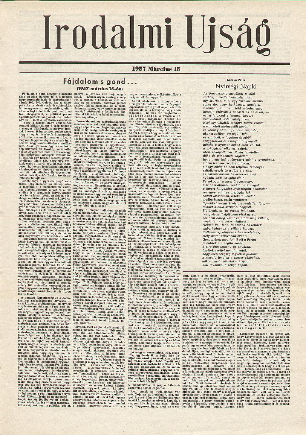 Irodalmi Újsag (1957 március 15)