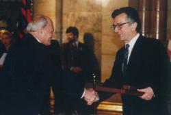 Göncz Árpád és Lator László a Kossuth-díj átadásán, 1995