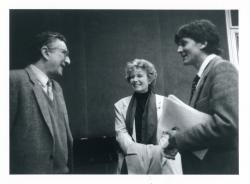 Lator László, Dacia Maraini (Moravia volt élettársa) és Barna Imre a római Magyar Akadémián, 1997-98 körül