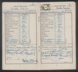 Gimnáziumi bizonyítványa 1958-ból