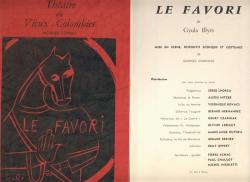 Le favori (A Kegyenc párizsi bemutatójának műsorfüzete, Théâtre du Vieux-Colombier, 1965)