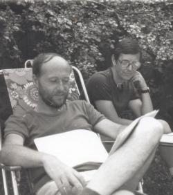 Fodor Gézával Csobánkán (fotó: Petri György, 1986)