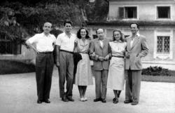 Kiss Tamás, Mészöly Miklós, Polcz Alaine, Kálnoky László, Nemes Nagy Ágnes és Lengyel Balázs Szigligeten, 1954